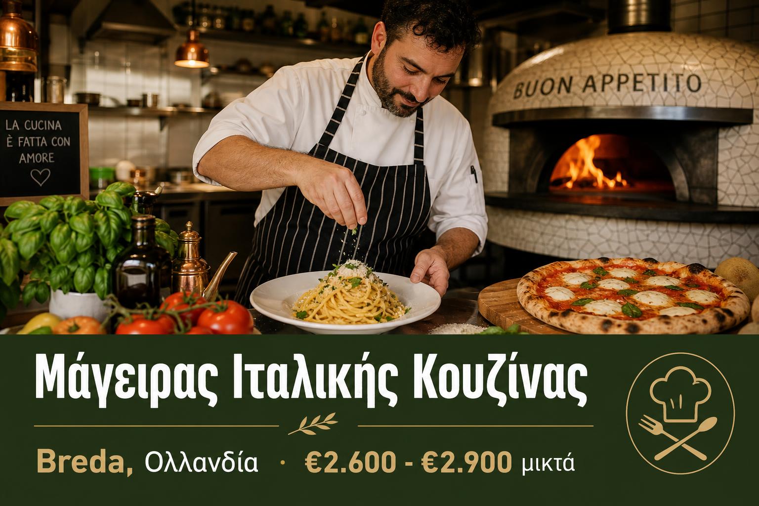 Μάγειρας Ιταλικής Κουζίνας (Pasta & Pizza Cook) – Breda, Ολλανδία